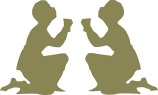 silhouettes of two praying people