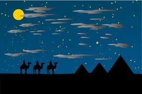 clipart of the holy three kings in a desert