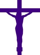 purple silhouette of crucified Jesus