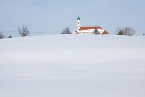 monastery church in the snow