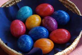 colored easter eggs spring bunny