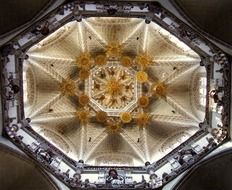 designed ceiling of the church in Spain