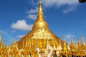 Golden Temple in Yangon in Myanmar