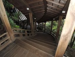 wooden staircase at the Eikan-do Temple in Kyoto