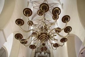 chandelier on the ceiling in the church
