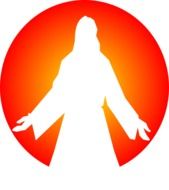 Orange picture with Jesus clipart