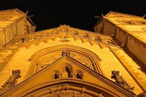 church door in the night lights