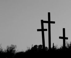 three wooden crosses