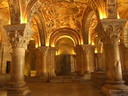 hall in the church with arches