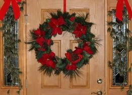Beautiful and colorful Christmas wreath door decoration