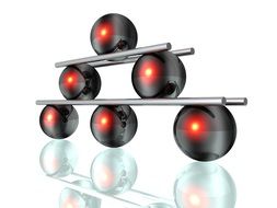 Black balls with a red dot for meditation