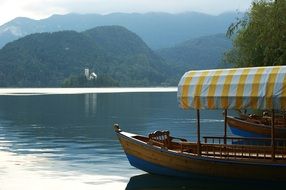 boat and Church by the lake