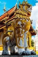 stone lion in temple in North Thailand