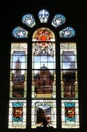stained glass window of sainte anne d'aura cathedral