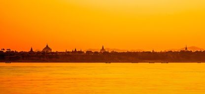 yellow sky over a city in asia