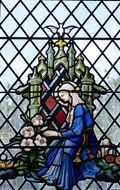 Church window stained-glass window with the image of the maria