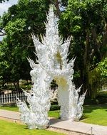 White temple gate in chiang rai in Thailand