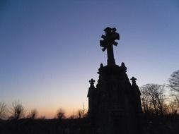 graveyard at dusk