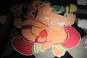drawing of colorful god ganesha in hinduism