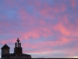 Beautiful sunset over the church