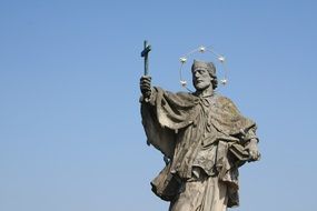 st. nepomuk statue at sky, germany, wÃ¼rzburg