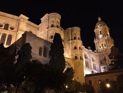 cathedral at night in Malaga