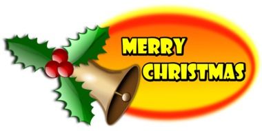 bell drawn and the inscription merry christmas
