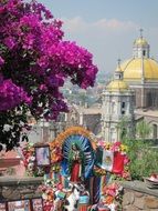 Mexico church Maria flowers