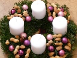 christmas wreath with white candles