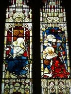 biblical story on stained glass of a church