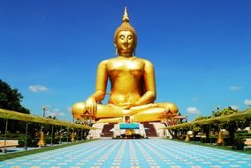 golden buddha image in thai temple