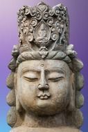 head of buddhist stone sculpture