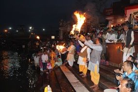 celebration near the ganga in haridwar