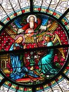 stained glass window on a church window in Italy