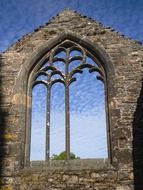 gothic church ruins at sky, france, brittany
