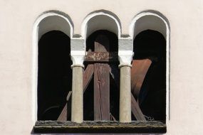 arched windows of the church close-up