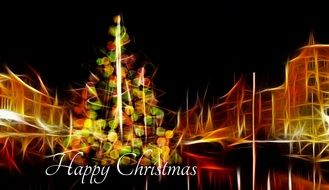 christmas lights, greeting card