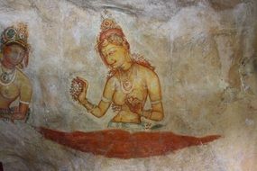 buddhist painting, fresh plaster, sri lanka