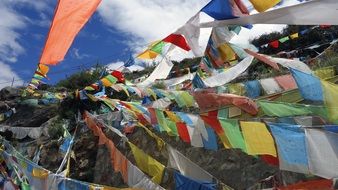 colored flags in Tibet