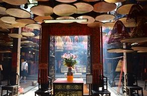 religious altar in Hong Kong temple