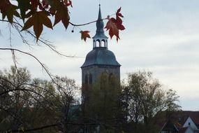 tall spire on the church of st. auspices