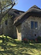 old church with a straw roof