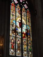 bright stained glass windows in Cologne Cathedral