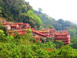 landscape of the taoist temple on a mountain