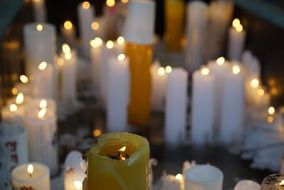 white candles in a buddhist temple