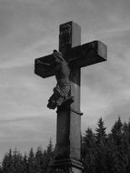 black and white photo of crucifixion on a cross