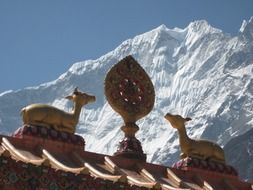 Wooden statues in shape of deers in Nepal