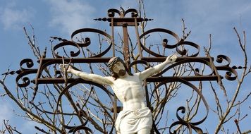 Jesus on cross, metal sculpture
