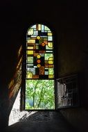 light through stained glass window