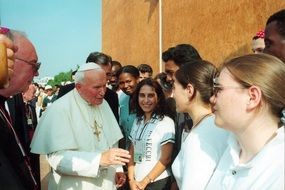 pope with people